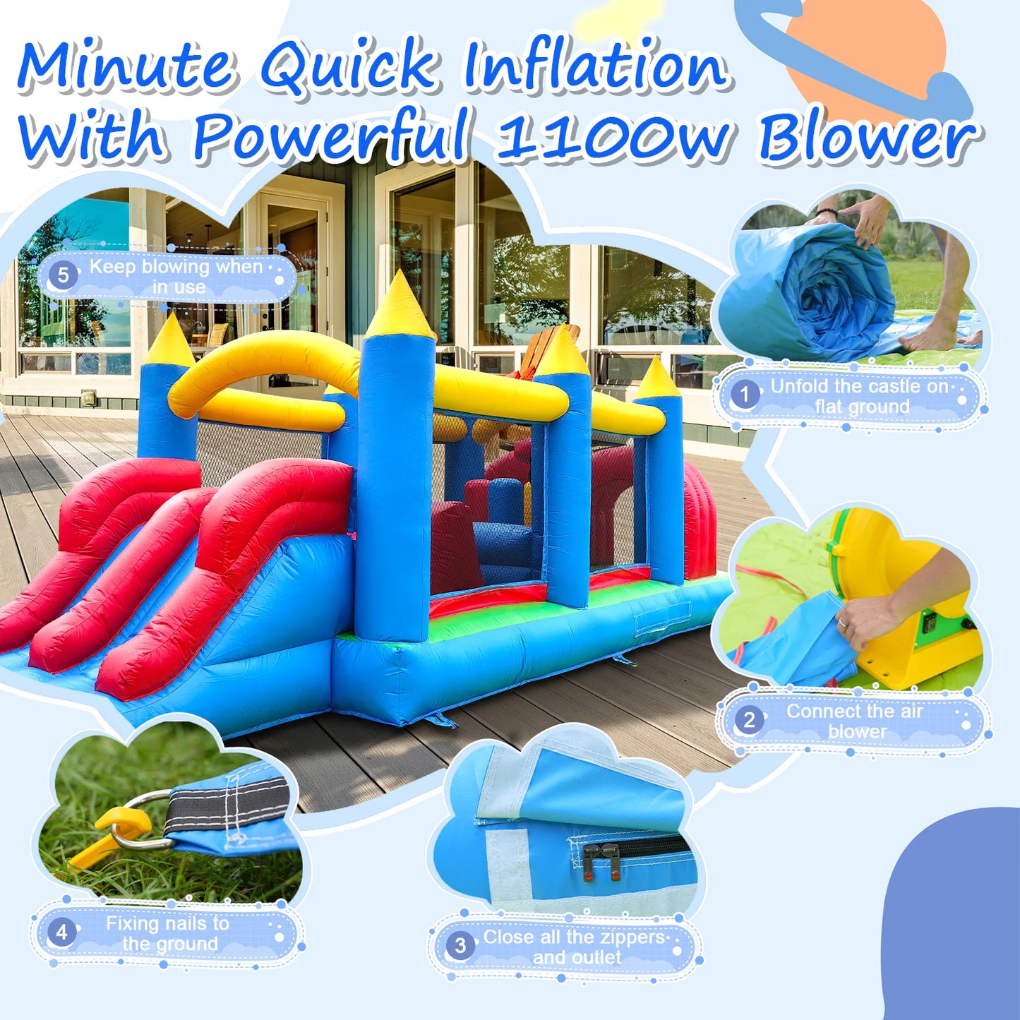 King Inflatable Macaroon PVC Water Slides Ball Pool Outdoor