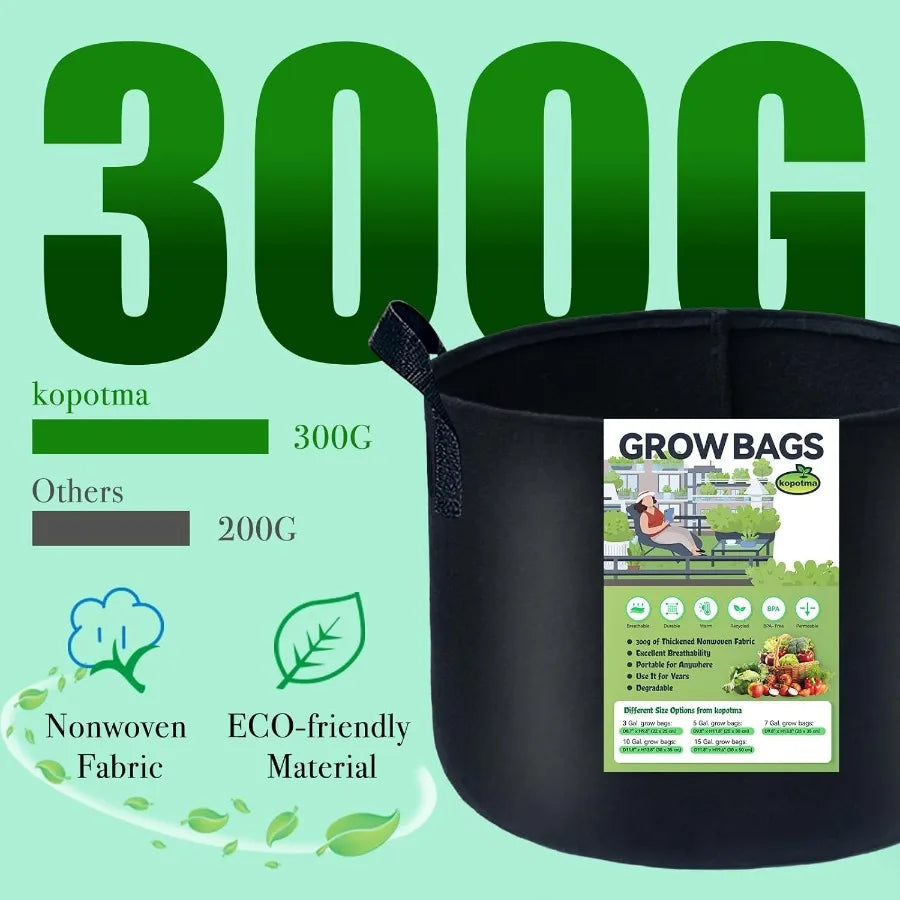 Mixed Size Fabric Grow Bags For Garden Plants 3 5 7 10 Gal