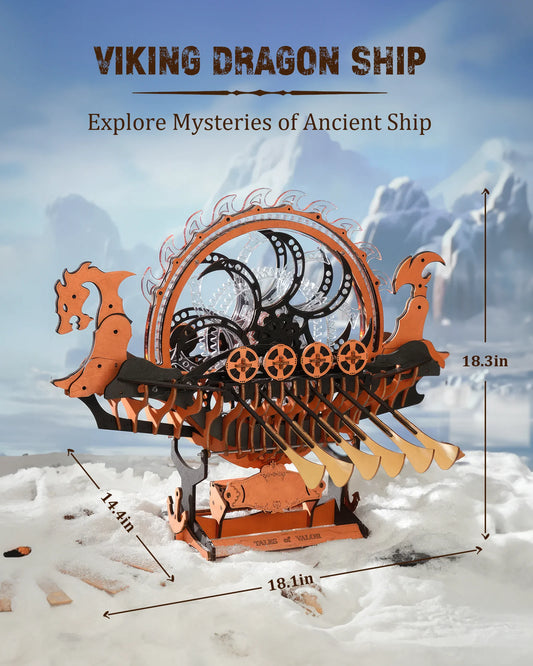 Robotime Vikingship Movable Wooden Puzzle Boat Model