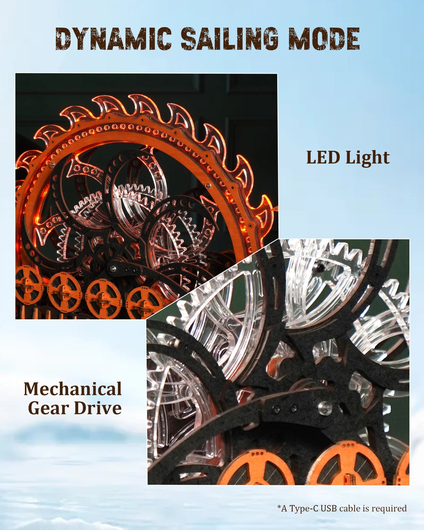 Robotime Vikingship Movable Wooden Puzzle Boat Model