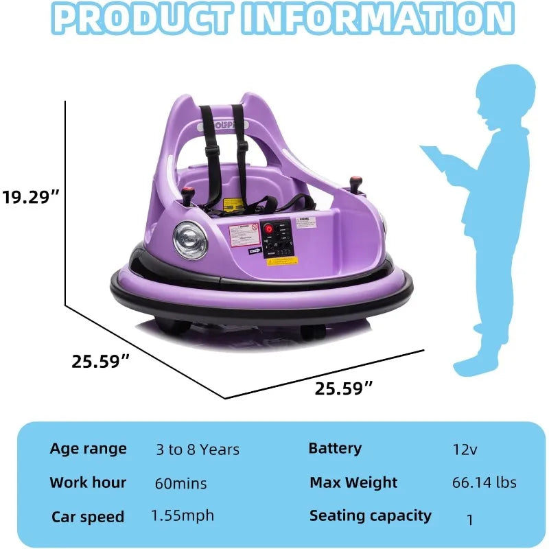 YTYIN Bumper Car For Kids 12V Remote With LED Lights