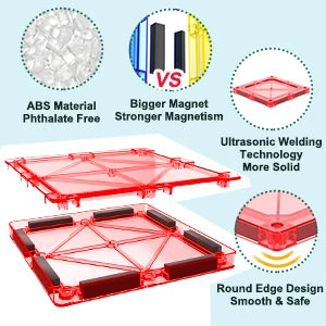 Coodoo Magnetic Tiles 118Pcs STEM Building Blocks for Kids