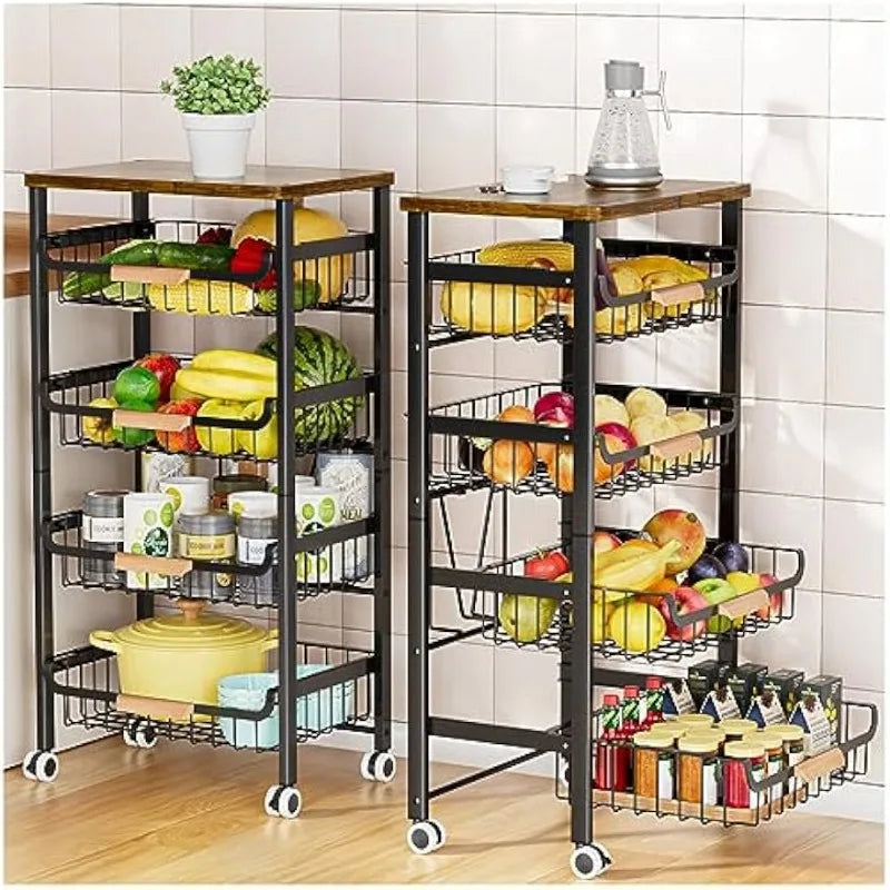 HUANHUI Five Tier Rolling Storage Cart With Wheels Mobile