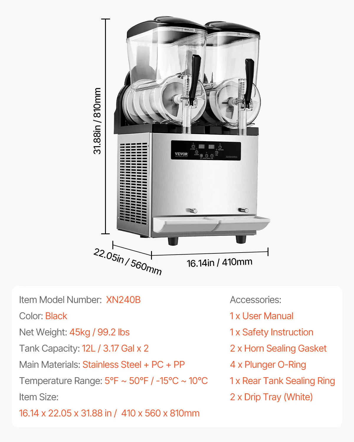 VEVOR Slushy Machine Commercial Stainless Steel Margarita