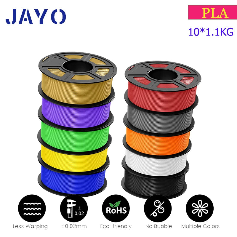 JAYO PLA Plus Filament 10 Rolls High Speed Matte 3D