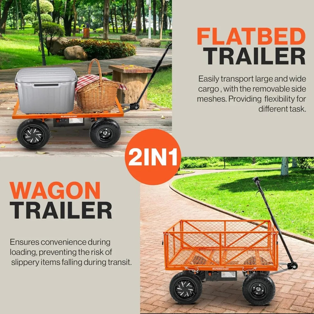 Electric Assist Garden Cart With All Terrain Wheels
