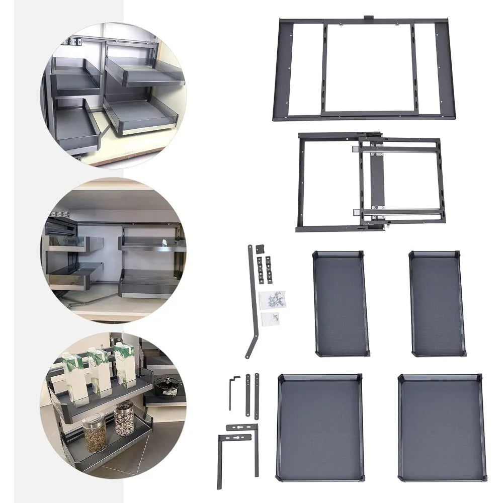 Bymaocar Blind Corner Cabinet Pull Out Organizer 2 Tier