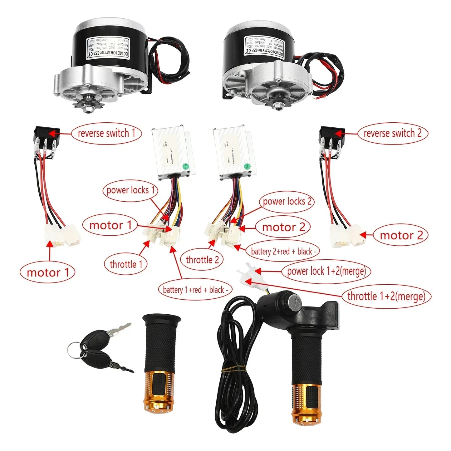 350W Electric Motor Conversion Kit for Scooters and Carts
