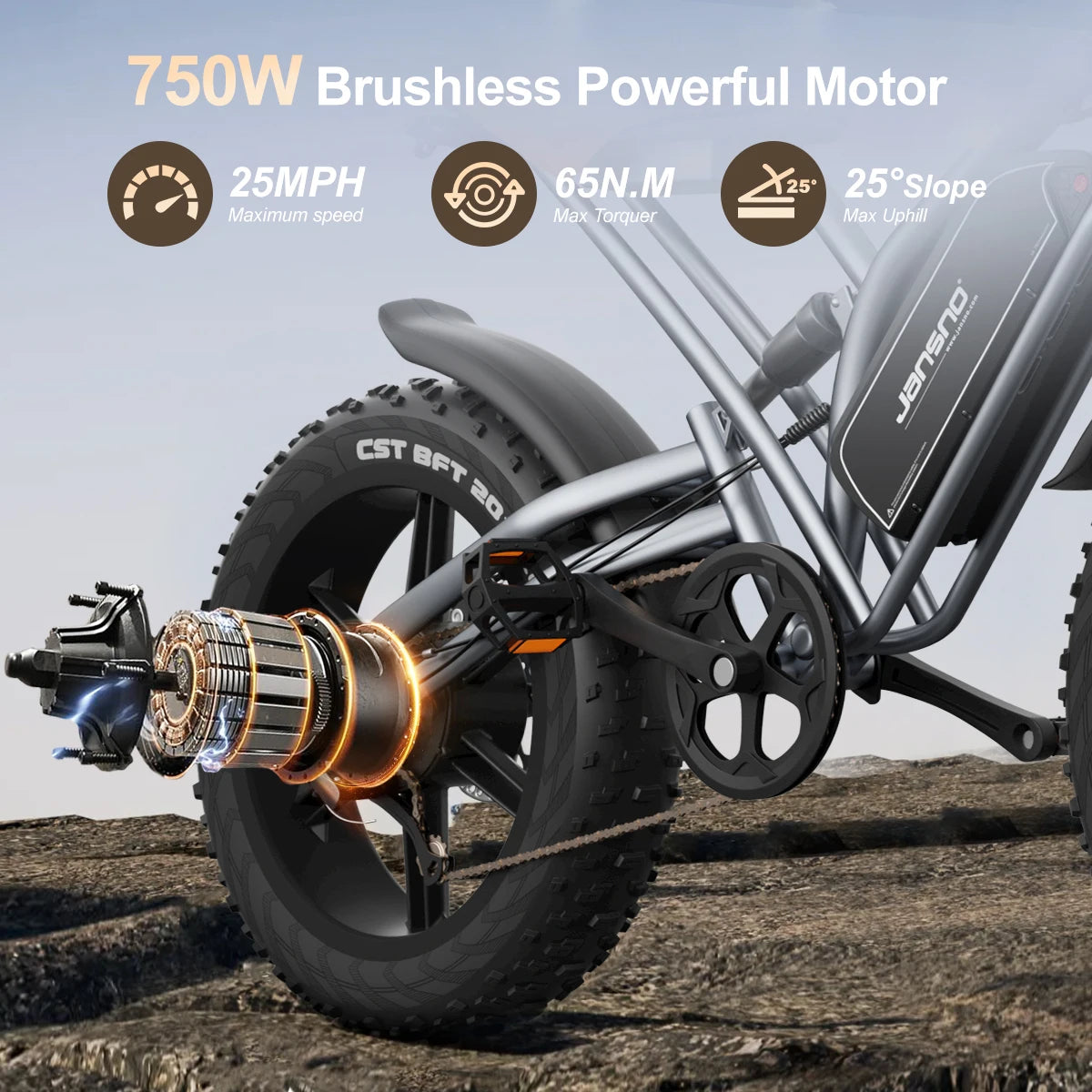 JANSNO X50 Fat Tire Electric Mountain Bike 48V 17Ah