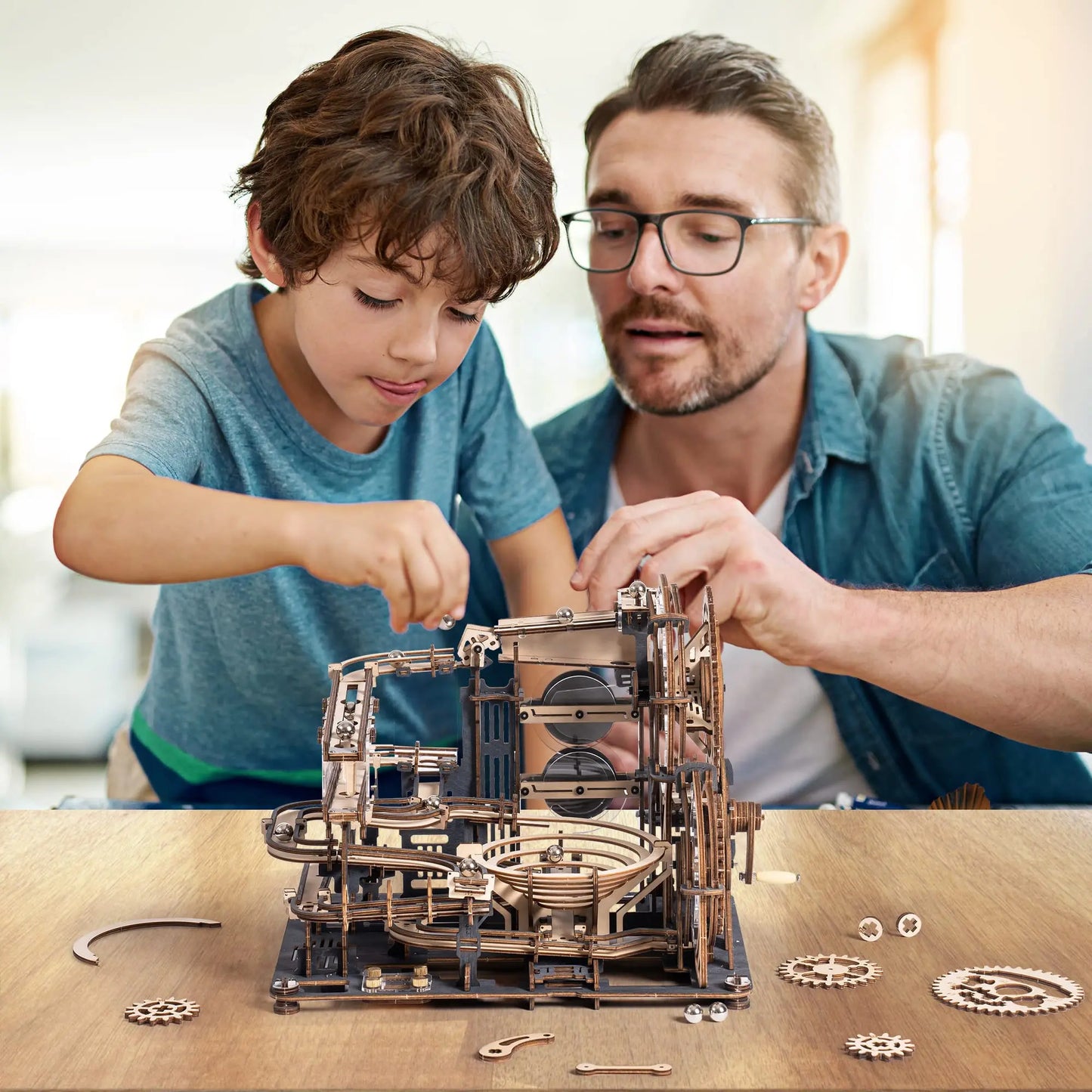 Robotime Marble Night City 3D Wooden Puzzle Waterwheel