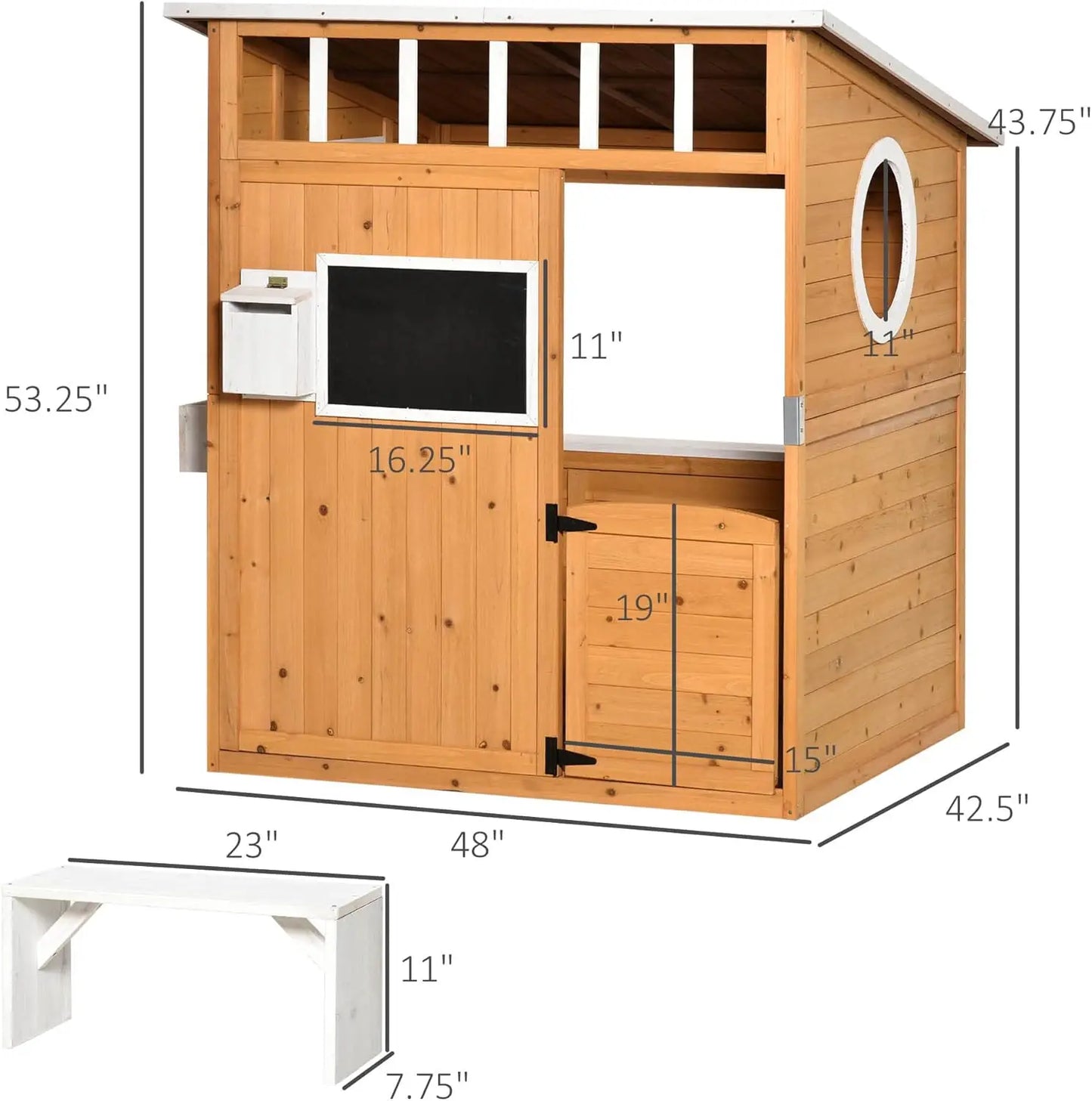 XMSJ Wooden Kids Playhouse Outdoor With Working Door