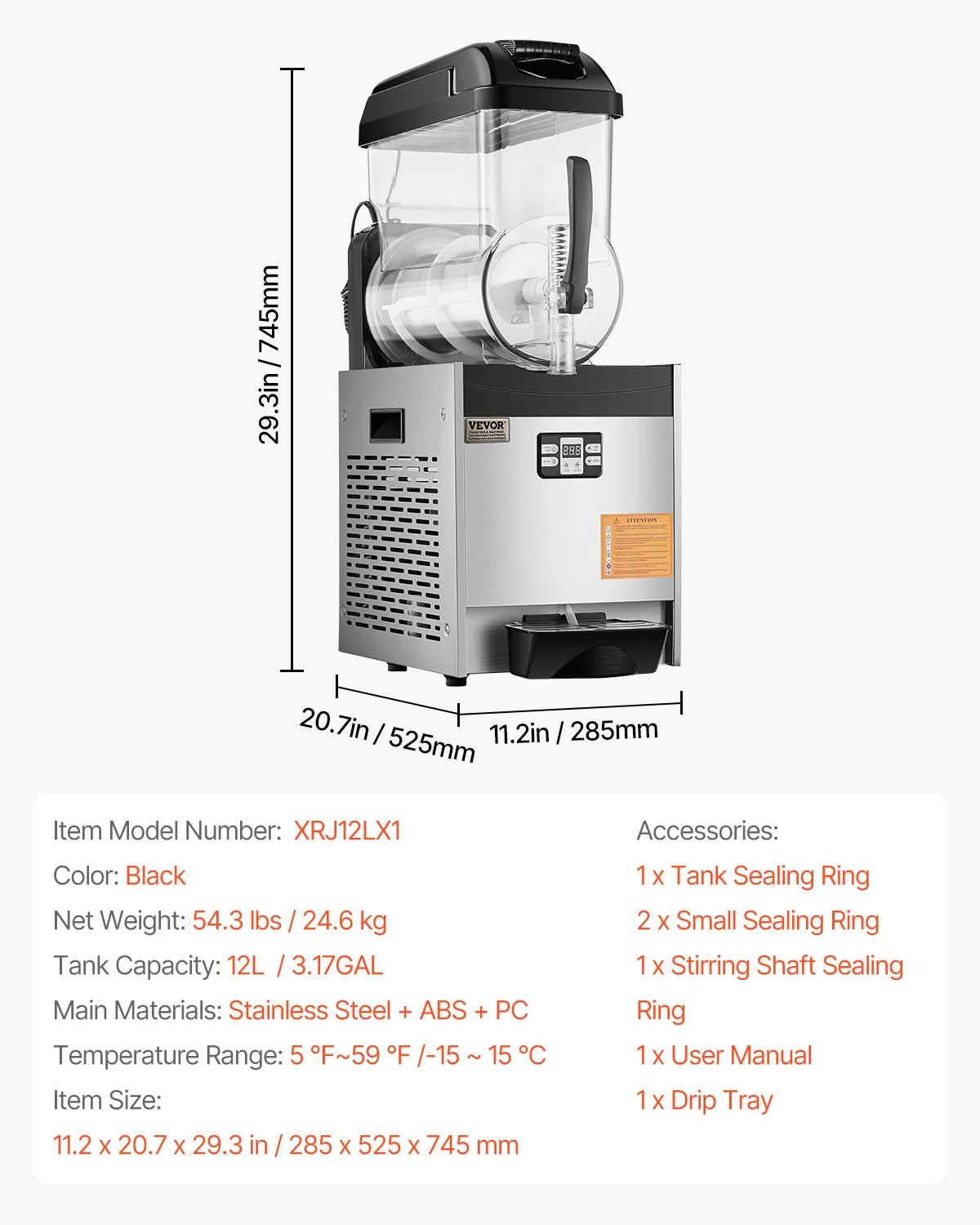 VEVOR Slushy Machine Commercial Stainless Steel Margarita