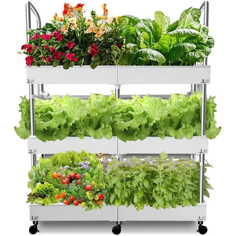 Tiered Indoor Hydroponics System Kit 72 Pods Grow Lights