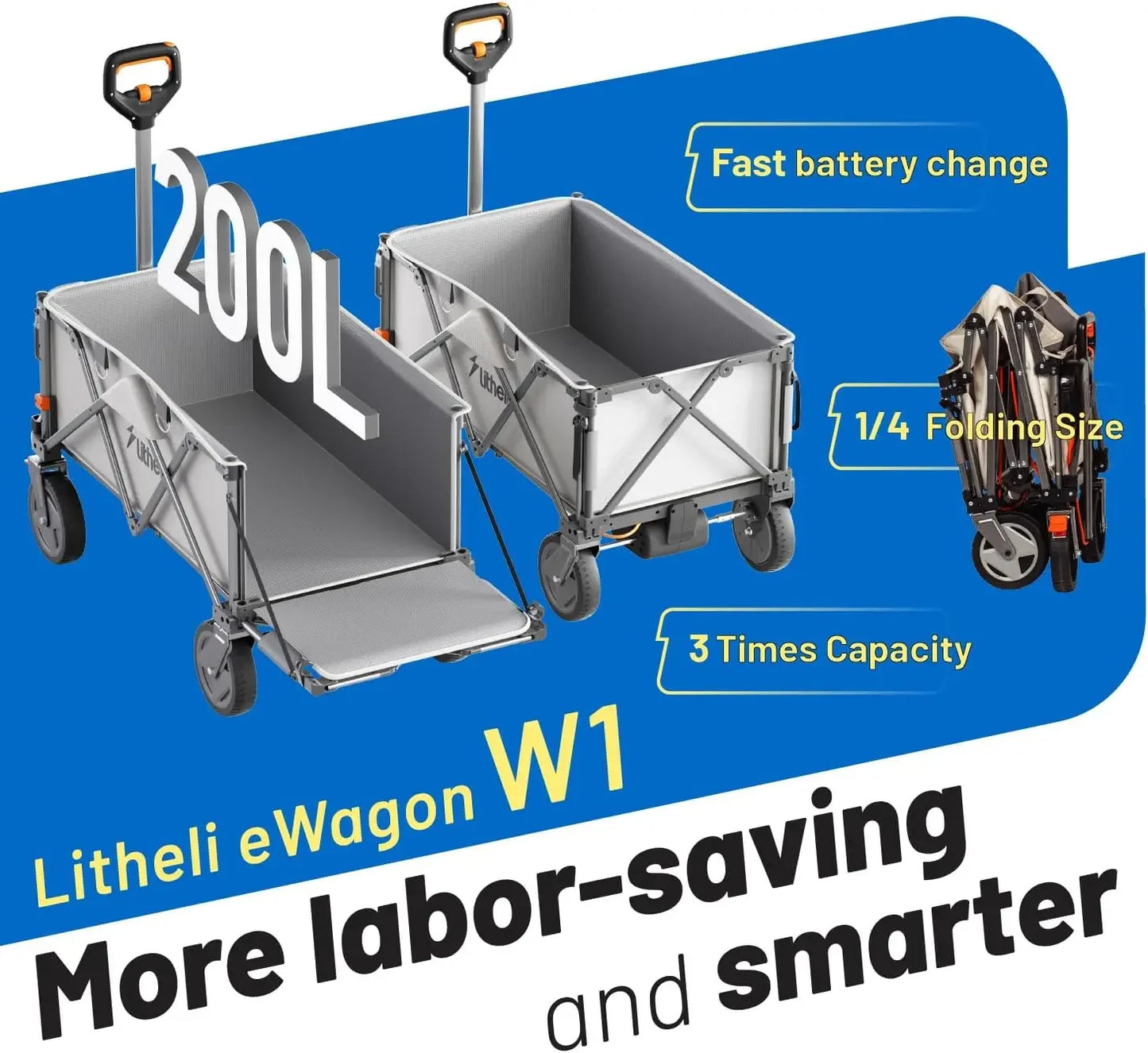 XMSJ Electric Utility Wagon Cart Foldable All Terrain