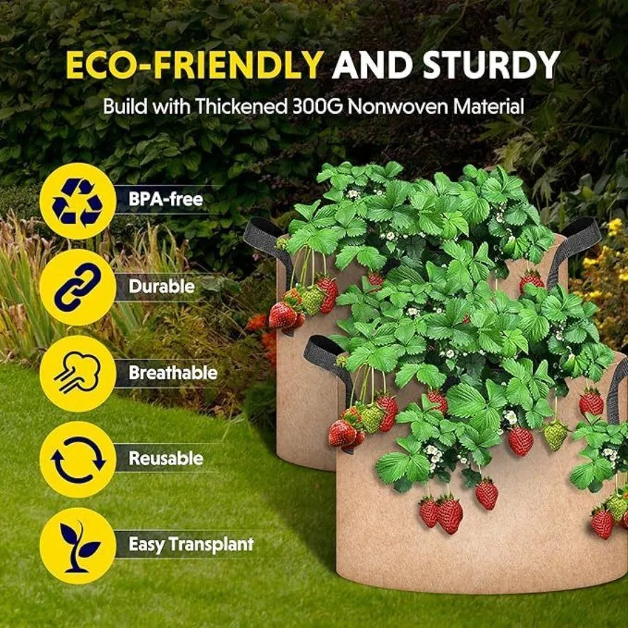 Heavy Duty Fabric Plant Grow Bags 6 Pack Nonwoven Containers