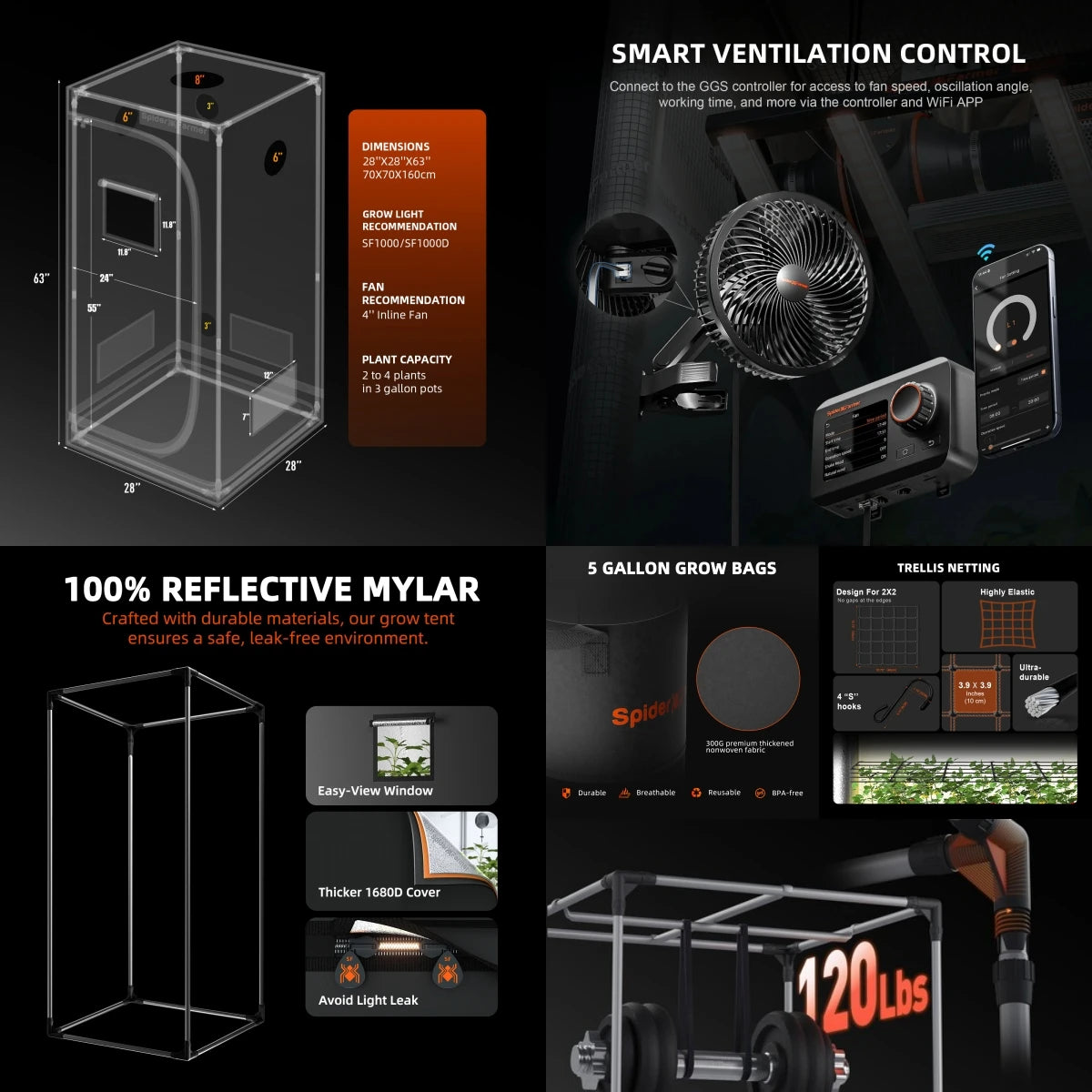 Spider Farmer Smart Grow Tent Kit With Full Spectrum LED