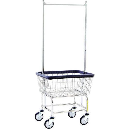 XMSJ Heavy Duty Wire Laundry Cart With Double Pole Rack