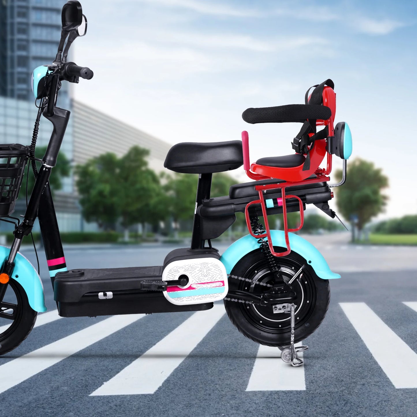 Rear Child Bike Seat Attachment With Guardrail And Cushion