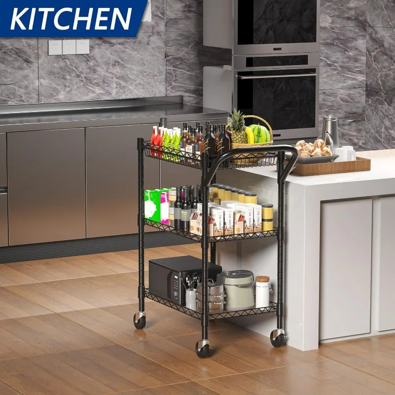 Huanhui 3 Tier Heavy Duty Rolling Utility Cart With Wheels