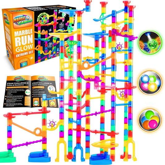 Glow Marble Run Track Set 300 Pieces for Kids STEM Education