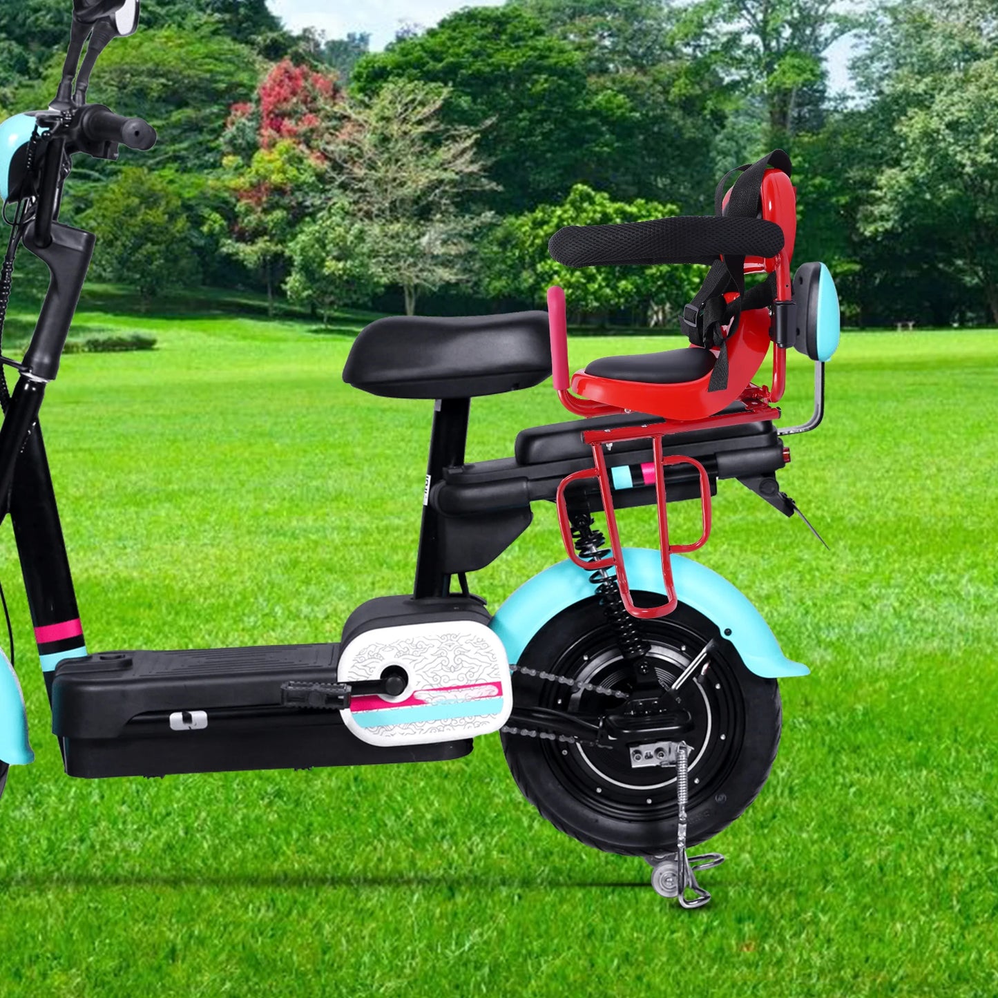 Rear Child Bike Seat Attachment With Guardrail And Cushion