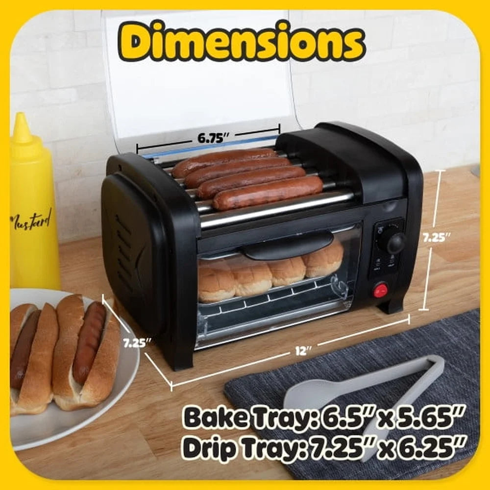 XMSJ Mini Hot Dog Roller With Bun Warmer Toaster Oven