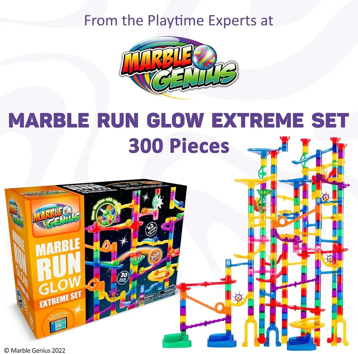 Glow Marble Run Track Set 300 Pieces for Kids STEM Education