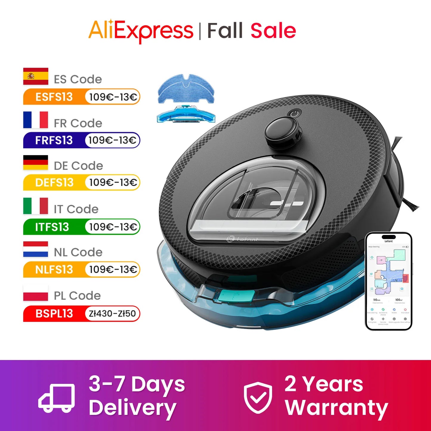 Lefant M330 Pro Robot Vacuum And Mop 5000Pa LiDAR Alexa