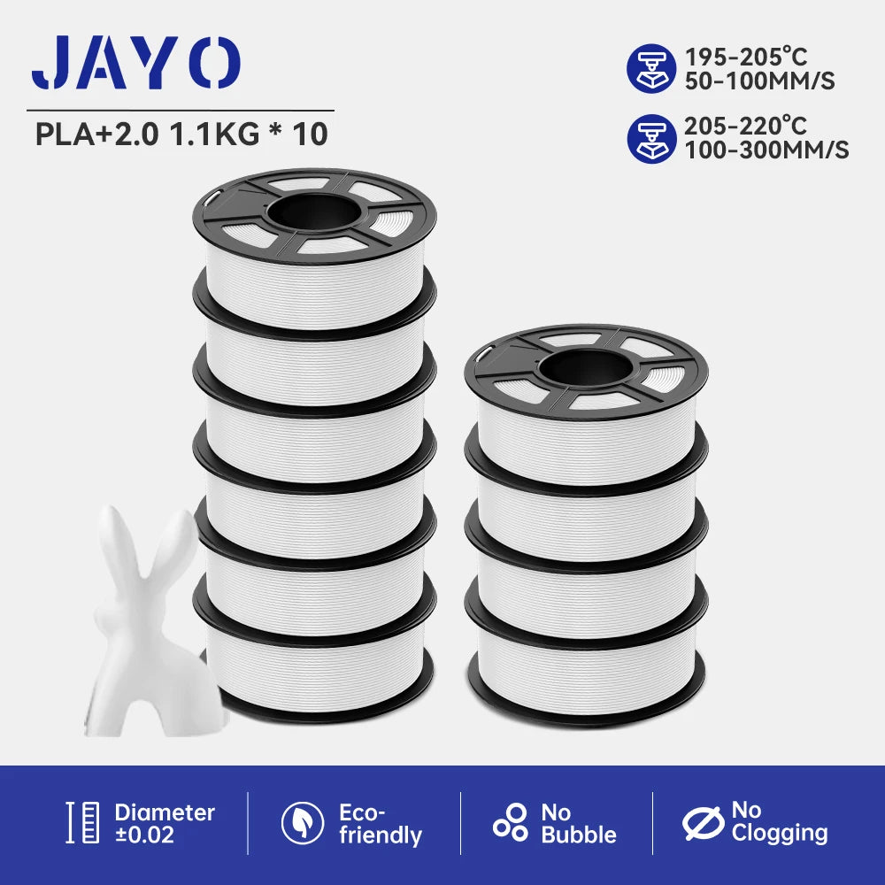 JAYO PLA Plus Filament 10 Rolls High Speed Matte 3D