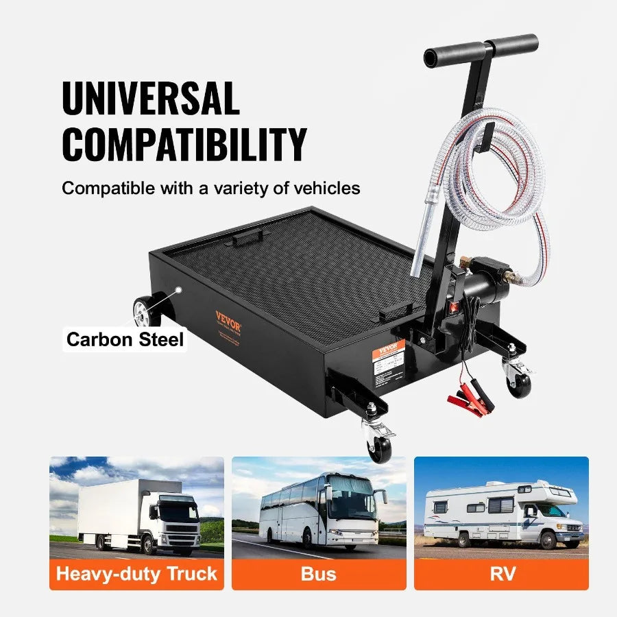 Low Profile Oil Drain Pan With Electric Pump And Hose