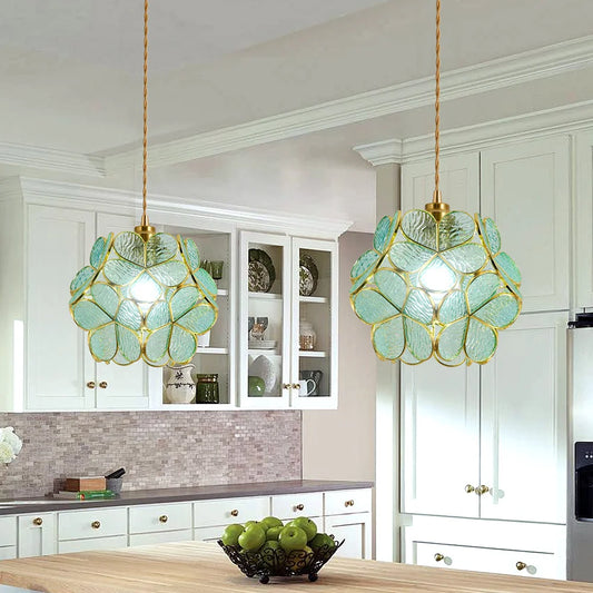 Vetrulus Flower Lantern Crystal Pendant Light Kitchen