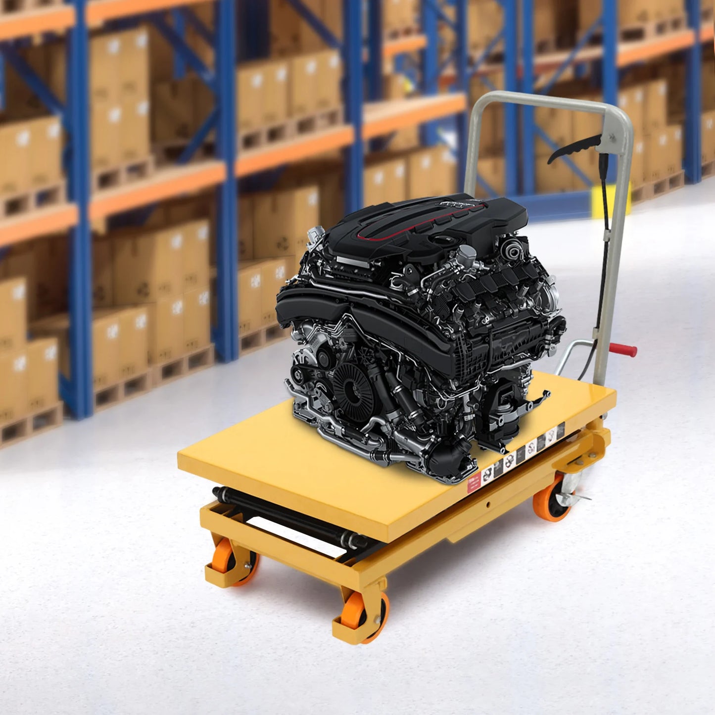 Hydraulic Lift Table Cart 770lb Capacity With Four Wheels