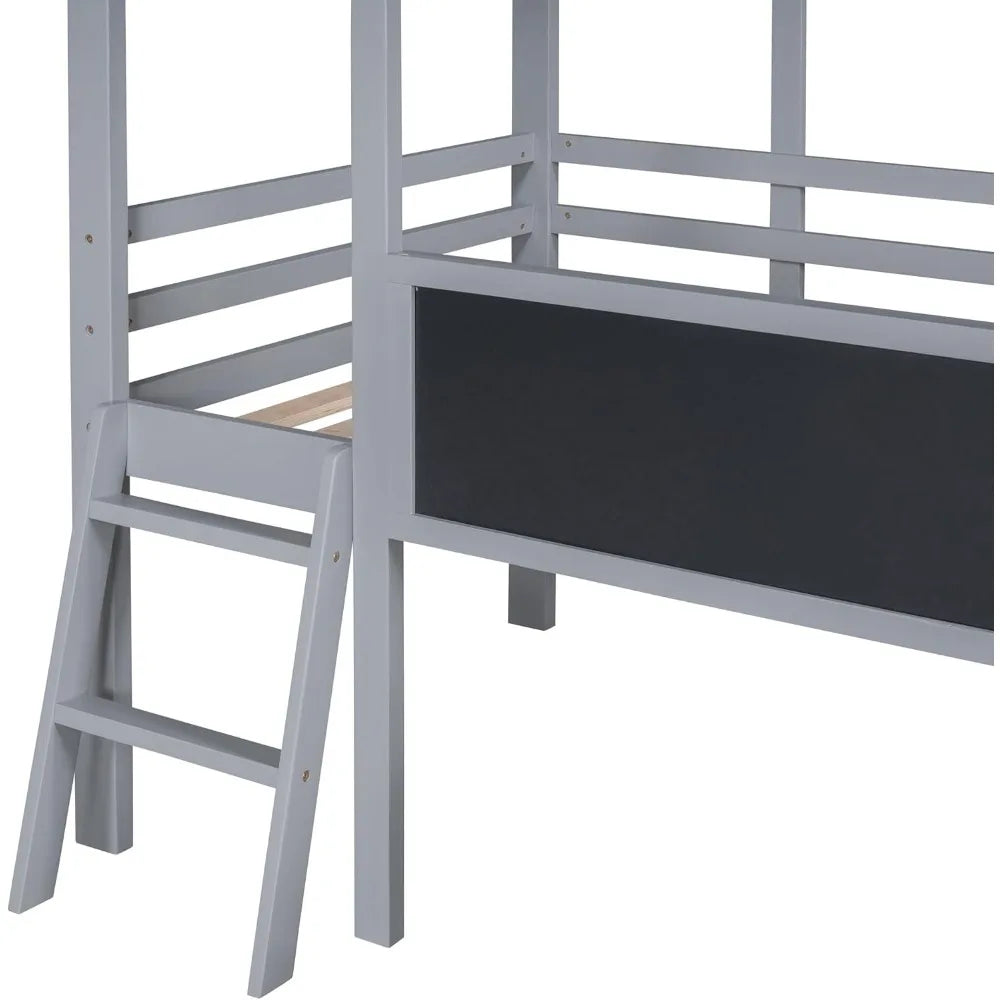 Harper And Bright Designs Loft Bed With Slide Blackboard