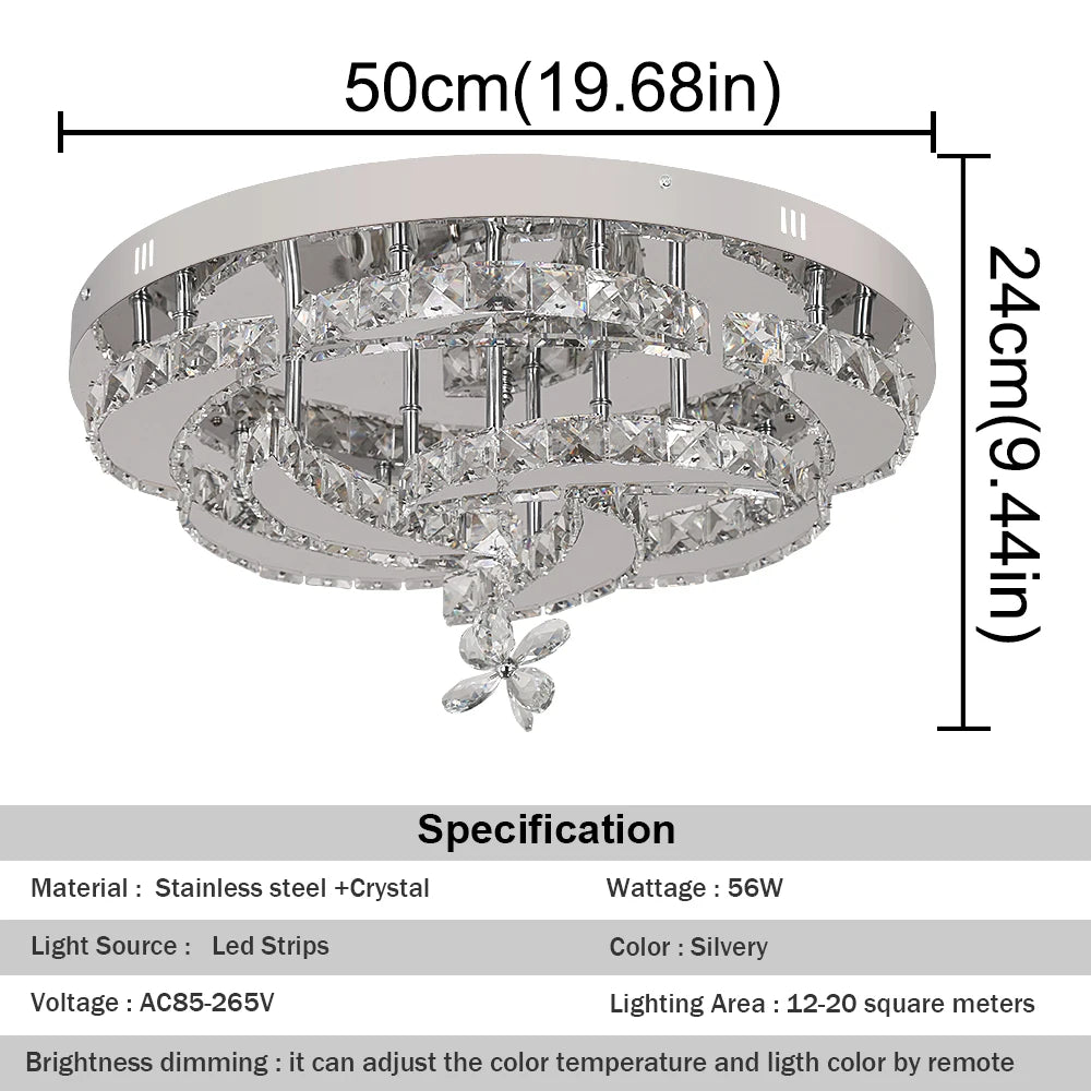 VETRULUS Modern Crystal Chandelier LED Pendant Light