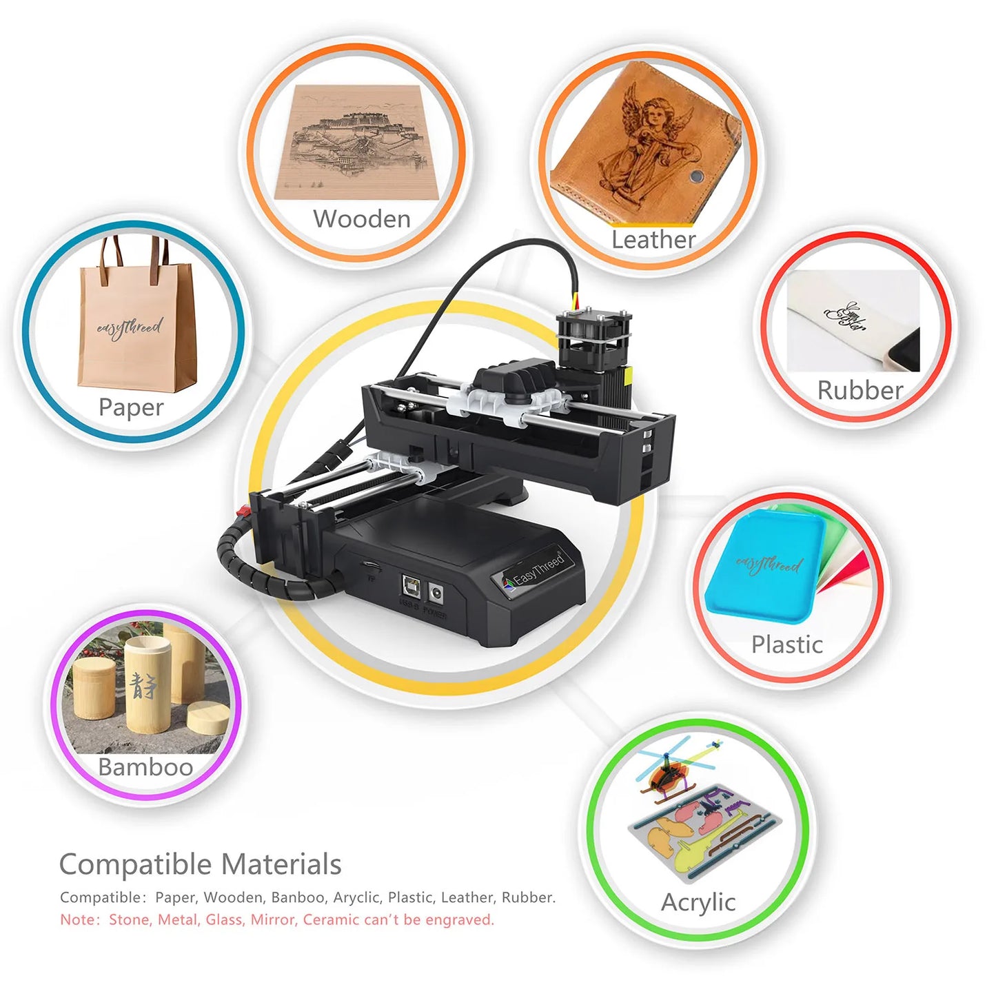 Portable Laser Engraving Machine Wood USB Bluetooth 2W