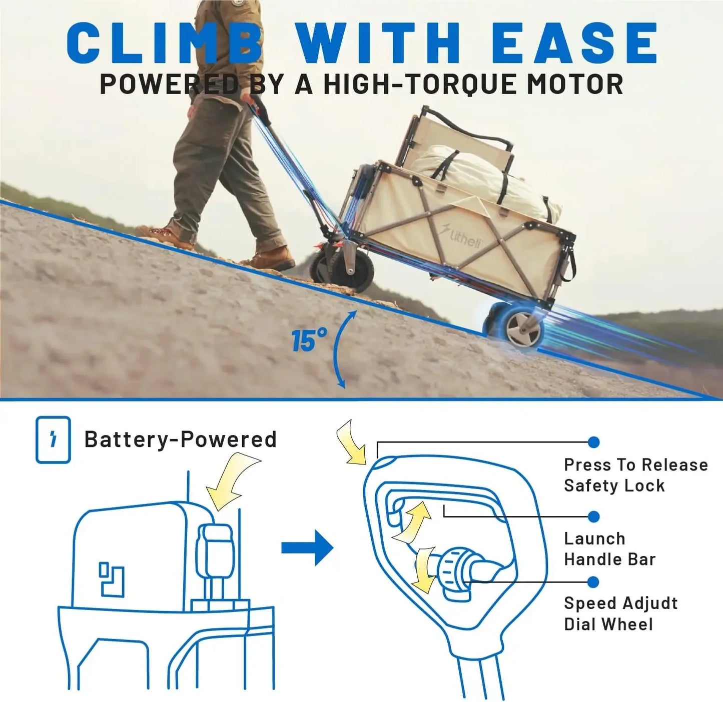 XMSJ Electric Utility Wagon Cart Foldable All Terrain