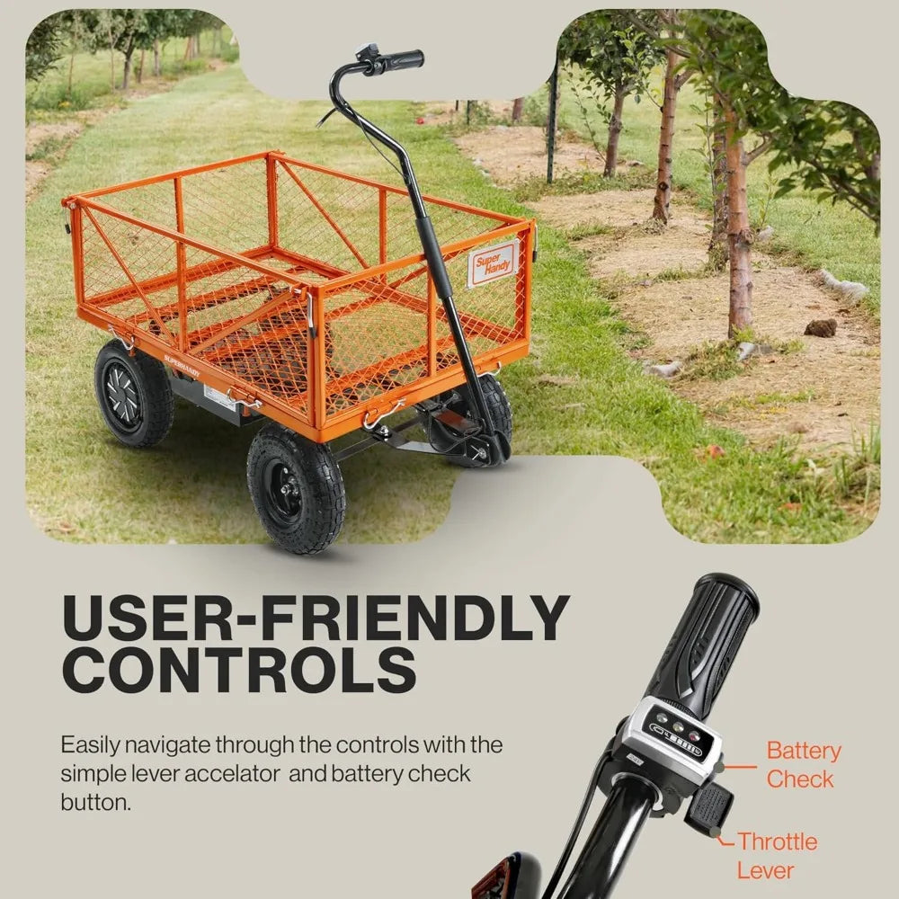 Electric Assist Garden Cart With All Terrain Wheels