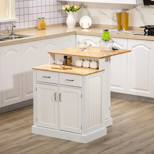HOMCOM 2 Level Kitchen Island With Storage Drawers Cabinet