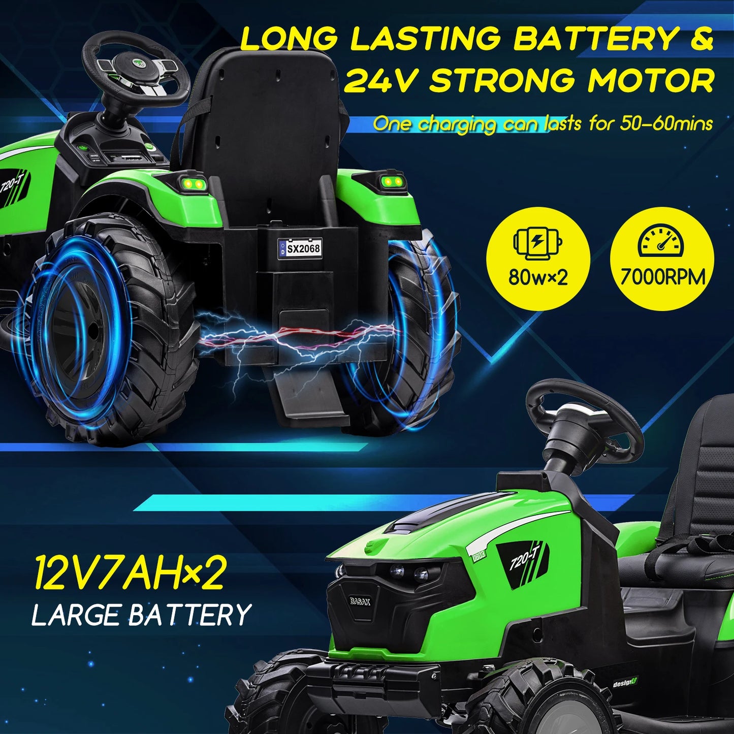 HobbyLane 3 In 1 Ride On Tractor Excavator Bulldozer 24V