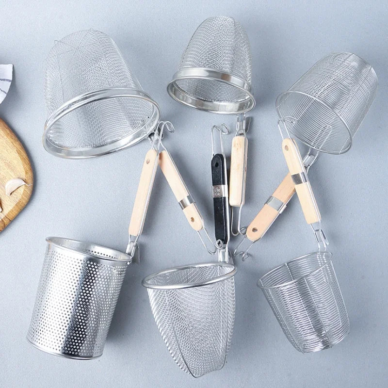 CZSAE Stainless Steel Colander With Wooden Handle Strainer