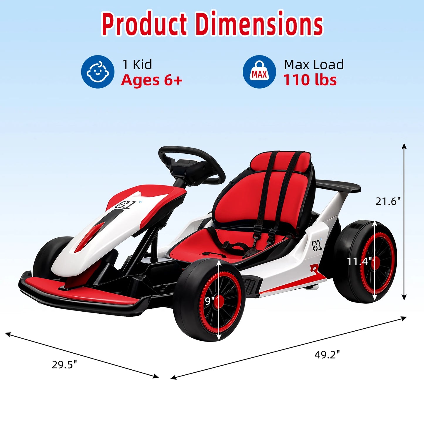 HobbyLane 24V Dual 150W Go Kart For Kids Pedal Drift Kart