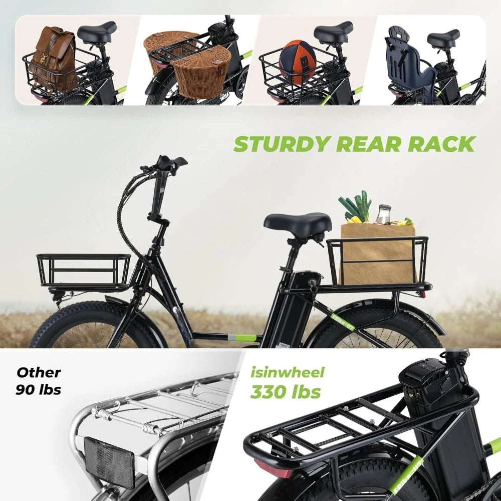 U7 Electric Bike For Adults 1000W Cargo 55 Mile Range