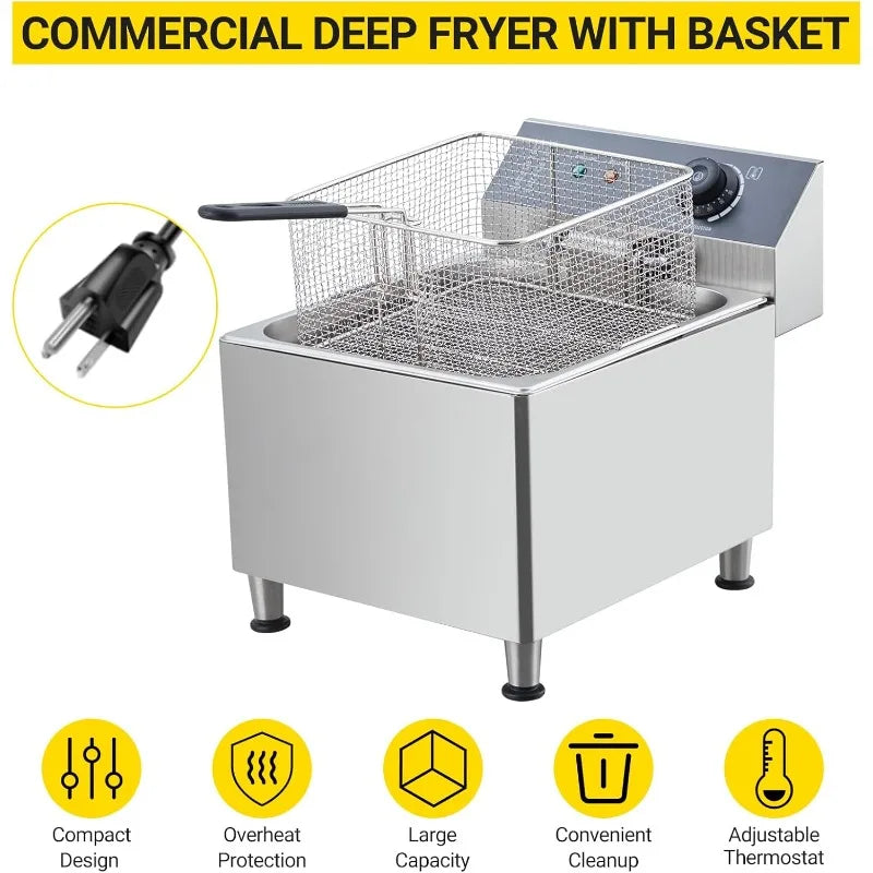 XMSJ Commercial Deep Fryer With Basket Electric Countertop