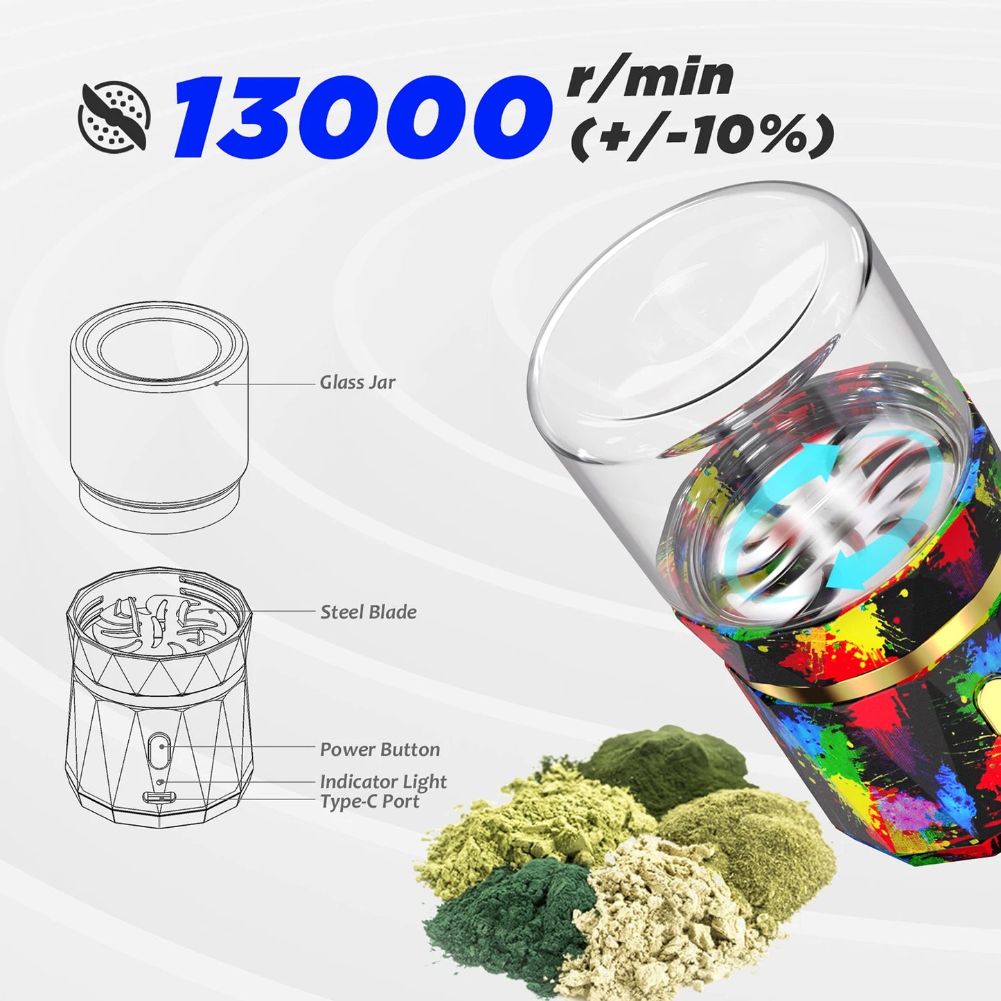 LTQ Vapor Electric Herb Grinder Portable USB Rechargeable