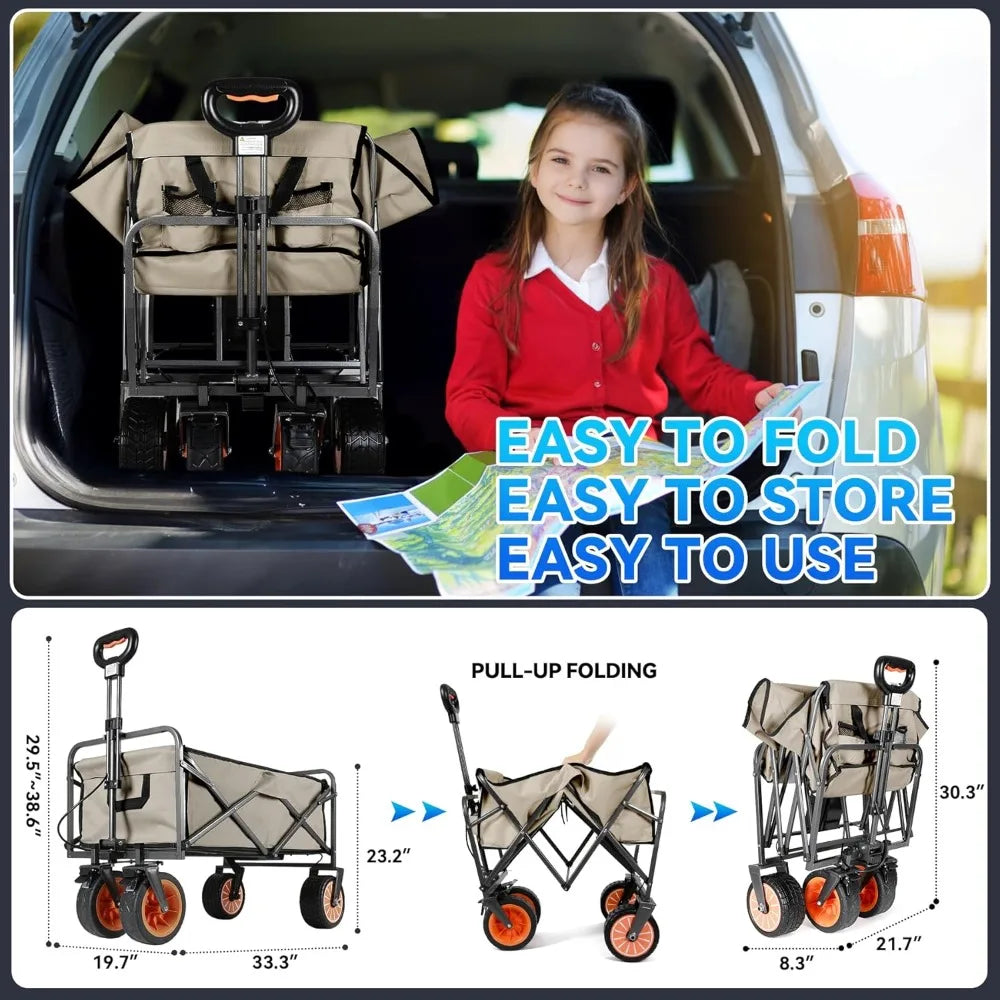 Electric Collapsible Garden Wagon With Wheel 300lb Capacity