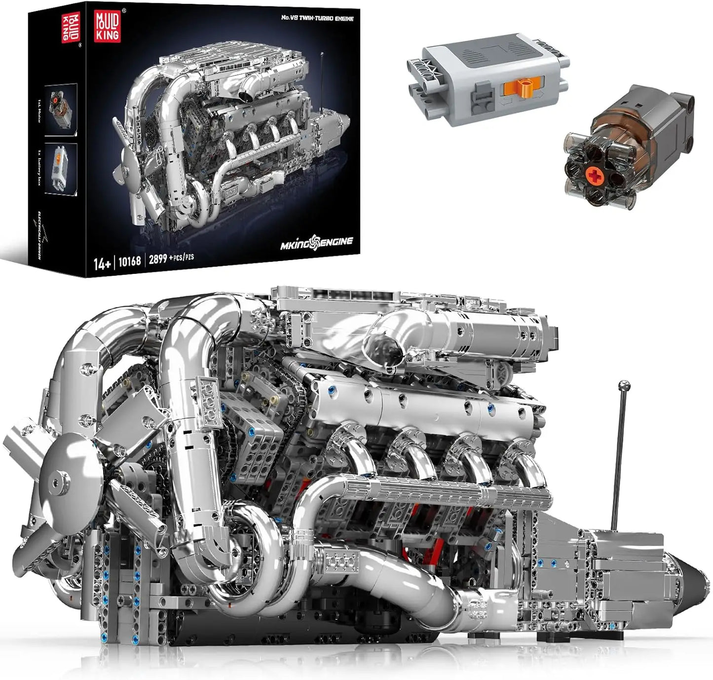 V8 Twin Turbo Engine Model Kit Building Block Set Pro
