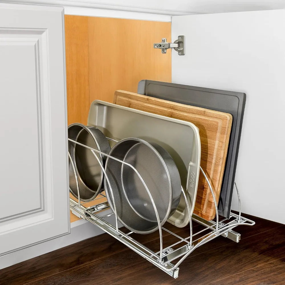 Pull Out Cutting Board Organizer Rack For Kitchen Cabinet