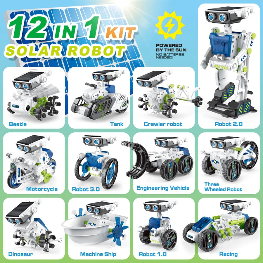 CONUSEA Solar Robot Toy 12 in 1 Science Kit for Kids