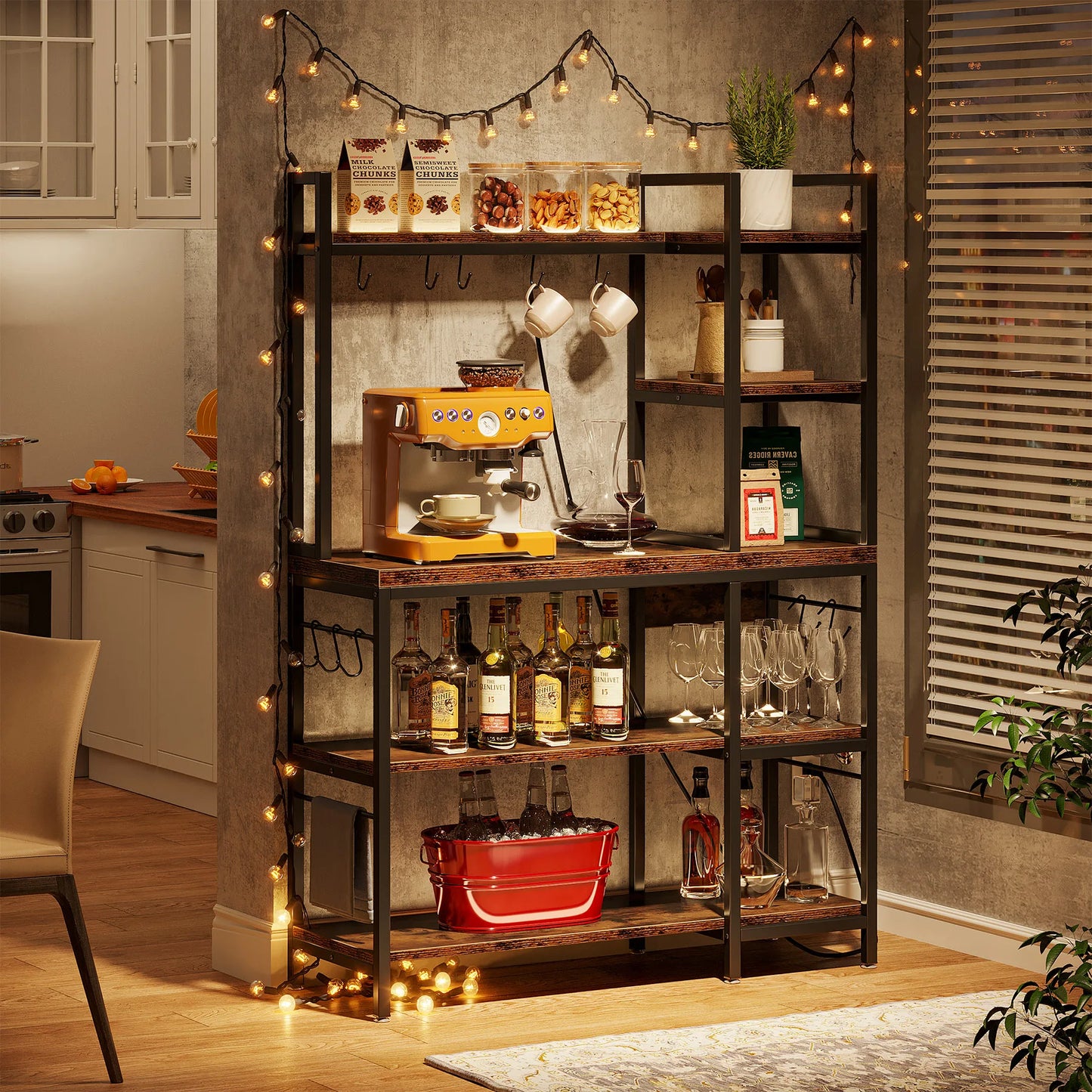 Tribesigns Kitchen Baker Rack With Storage And Hooks