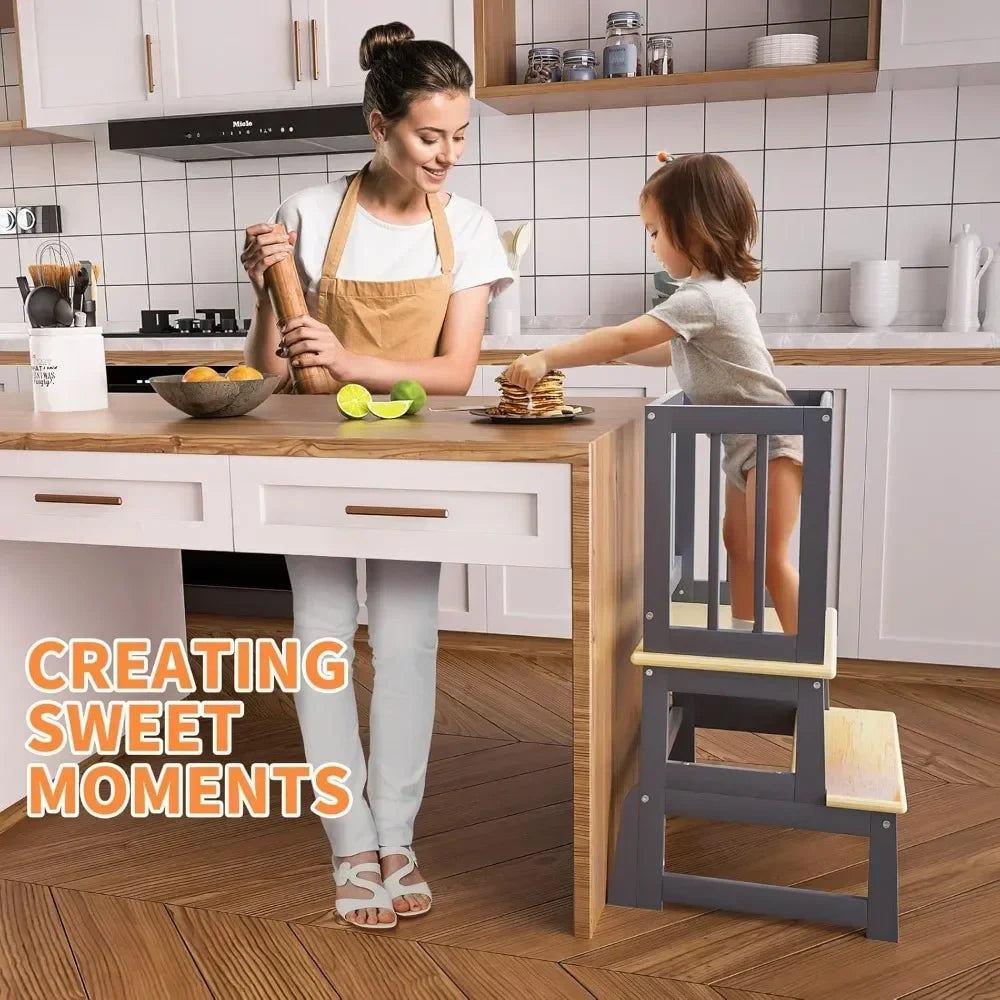 XMSJ Customizable Toddler Kitchen Step Stool Montessori